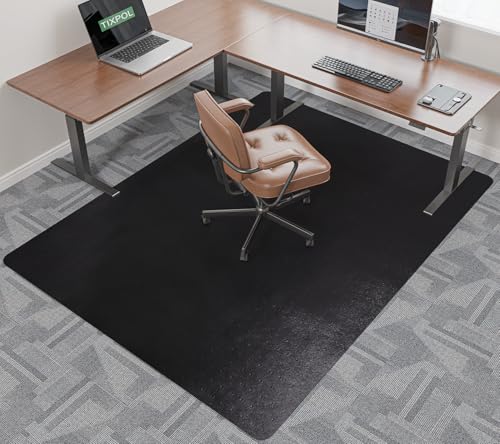 Office Chair Mat for Carpet, tixpol 46" x 60" Large Chair Mat for Carpeted Floors, Non-Slip Carpet Protector Mat with Spikes, Heavy-Duty Under Desk Floor Mat for Home Office Use (Black) - color: Black (for Carpet), size: 46" x 60" (for carpet)