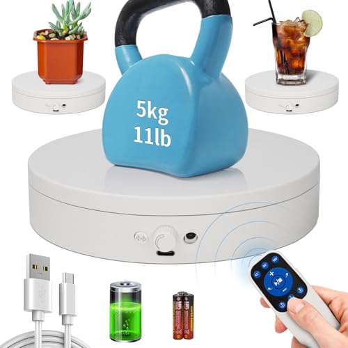 Motorized Rotating Display Stand Rotating Lazy Susan Electric Turntable for Display,Photography Turntable for 3D Scanner, Remote Control Angle/Speed,Step/Swing/Continuous Rotation - size: 5.91inch/White/11Lbs Load