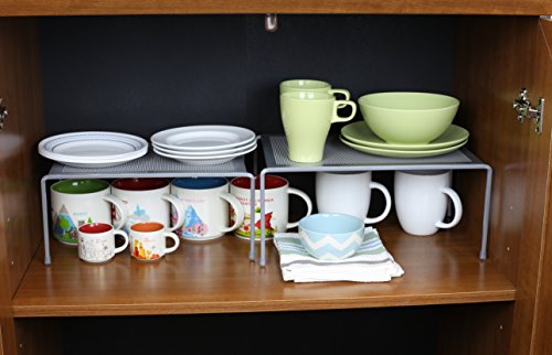 Deco Brothers Expandable Cabinet Shelf Organizer for Kitchen Cabinet and Counter, Grey - color: Grey