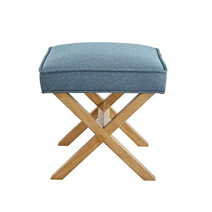 Amazon Basics Small Ottoman Foot Rest, Mid-Century Modern X Square Upholstered Fabric Stool for Living Room, Bedroom, Entryway, Extra Seating, 20" W x 18" D x 18" H, Indigo Blue - color: Indigo, style: Classic