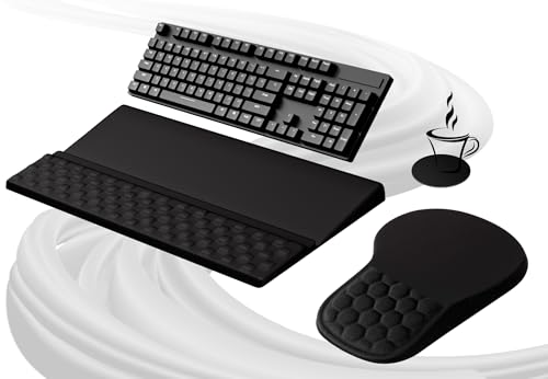Ospelelf Ergonomic Mouse Pad and Keyboard Stand Wrist Rest Set, Memory Foam Comfort, Pain Relief for Typing, Office Desk Accessories, Black - color: Black