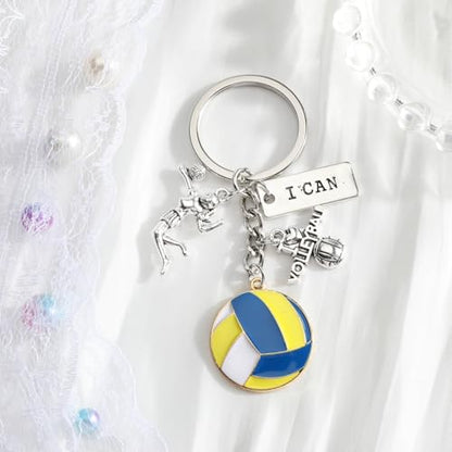 Sports Ball Keychain with Volleyball Baseball Soccer Basketball Football Charms Athletic Gift for Men - color: Volleyball