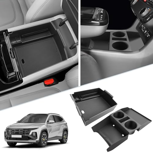 SKTU Upgrade 2Pack 2025 2026 Tucson Accessories Center Console Organizer for 2025 2026 Hyundai Tucson Limited/Hybrid Console Tray Hyundai Tucson 2025 2026 Accessories Lower Console Tray-Durable - color: 2Pcs for 2025+ Tucson Limited/Hybrid