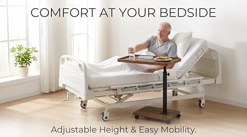 C Table End Table Adjustable Height, 360°Swivel TV Tray Table Couch Tables C Shaped Side Tables Living Room and Bedroom for Sofa, Bed,Chair (Retro Brown) - color: Retro Brown