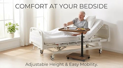 C Table End Table Adjustable Height, 360°Swivel TV Tray Table Couch Tables C Shaped Side Tables Living Room and Bedroom for Sofa, Bed,Chair (Retro Brown) - color: Retro Brown