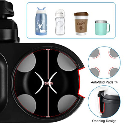Accmor Stroller Cup Holder with Tray, Universal Cup Holder Tray for Uppababy Nuna Doona Strollers, Bottle Drinks Holder for Stroller, Wheelchair, Walker - style: Tray-2 in-1-Black