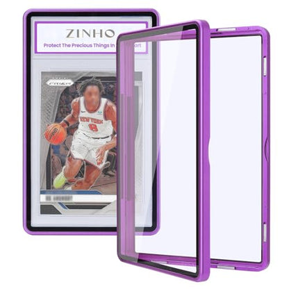 ZINHO Graded Card Case Magnetic Aluminum Alloy Slab Protector Display Case Fits 35PT PSA/CGC/CSG Cards, UV Protection (Purple) - color: Purple, style: PSA Card Case