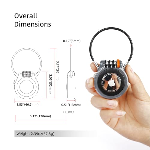 Metal AirTag Holder with Combination Lock, Compatible with Apple Tag, AirTag Lock Case for Luggage, Backpack, Suitcase, Air Tag Holder for Kids, Ski Gear, Car Tracking, GPS Tracker Case - color: Gray