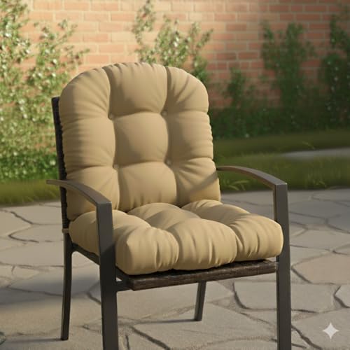 Cushion Source Tufted Chair Cushion | Rounded Back Corners | 21" x 19" x 4" Seat Cushion | No Ties | Indoor/Outdoor | Multiple Sunbrella Fabric Options Available (Sunbrella Canvas Pacific Blue) - color: Sunbrella Canvas Pacific Blue