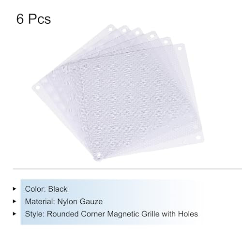 MECCANIXITY 6PCS PC Dust Filter, 140x140mm PVC Computer Case Cooler Dustproof Mesh Cover Fan Grills for Computer Chassis Speakers, White