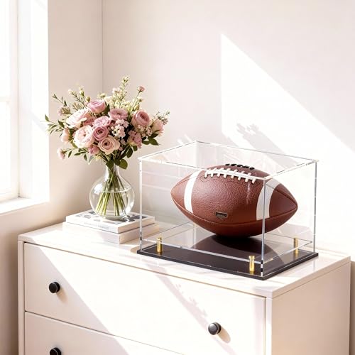 Acrylic Display Case for Collectibles, Dustproof Acrylic Box with Clear Display Elevation & Gold Risers, Large Display Case for Figures Toys Memorabilia, 12" L x 8" W x 9.6" H - size: 12"L x 8"W x 9.6"H
