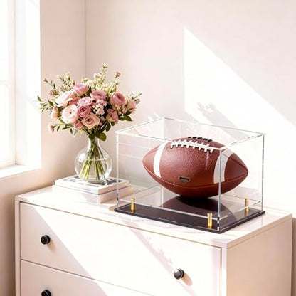 Acrylic Display Case for Collectibles, Dustproof Acrylic Box with Clear Display Elevation & Gold Risers, Large Display Case for Figures Toys Memorabilia, 12" L x 8" W x 9.6" H - size: 12"L x 8"W x 9.6"H