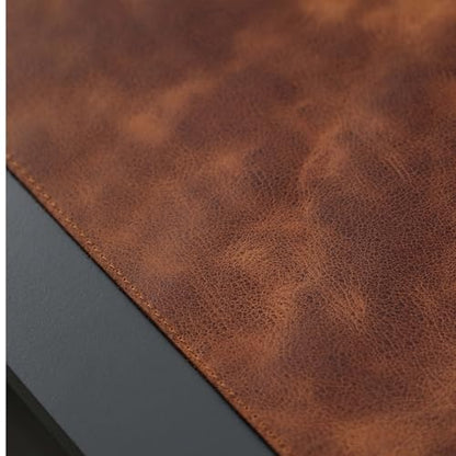 Jersey Genuine Calfskin Leather Desk Pad, Office Desk Mat with Non-Slip Bottom, Smooth Surface for Mouse & Keyboard, Desk Protector (36x19 inches) (Antic Tan) - color: Antic Tan