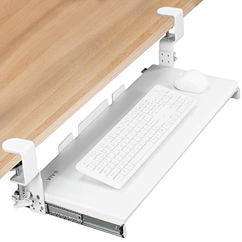 VIVO Large Height Adjustable Under Desk Keyboard Tray, C-clamp Mount System, 27 (33 Including Clamps) x 11 inch Slide-Out Platform for Typing, White, MOUNT-KB05HW - color: White, size: 27" fixed width