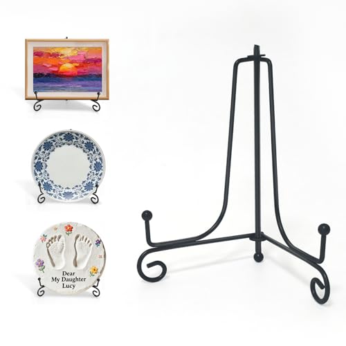 Iron Plate Stands for Display,Foldable Book Holder & Easel Stand for Sign, Versatile Poster Stand and Small Plate Stand for Home Decor, Art, Photo Frame, Card, Crystal Display (Black, 6 inch (4Pcs)) - color: Black, size: 6 inch (4Pcs)