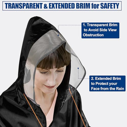 Mobility Scooter Rain Cover, 420D Oxford & EVA Fabric Electric Vehicle Rain Covers, Mobility Scooter Cover Waterproof Outdoor Wheelchair Poncho, Rain Poncho Cycling Jacket Suit