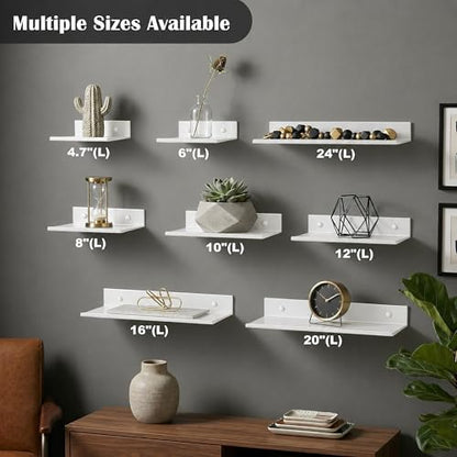 Z metnal Small Floating Shelves,Mini Display Shelf for Phone Ceiling, Slim Narrow Lack Wall Shelf, Aluminum, Wall Mounted, White, 8 inch, 2 Pack - color: White, size: 8 inch (2 Pack)