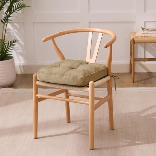 IASEAHK Chair Cushions for Dining Chairs, Dining Chair Cushions, Tufted Indoor Chair Pads with Ties & Non Slip Backing, Seat Cushions for Kitchen Chairs 16.5” x 16.5” x 3.5”, Set of 2, Khaki - color: Khaki, size: Pack of 2