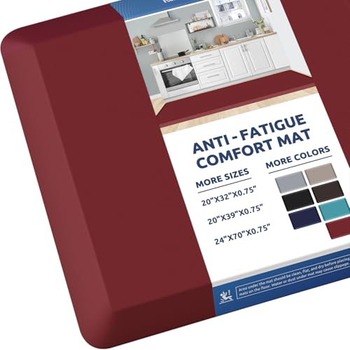 KitchenClouds Kitchen Mat Cushioned Anti Fatigue Rug 24"x70" Water Resistant, Non Slip, Standing and Comfort Desk/Floor Mats for House Sink Office (Red) - color: Red, size: 70"L x 24"W x 0.8"Th