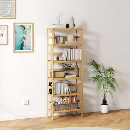 Bamboo Rack, Adjustable Bamboo Shelf, Stand Utility Storage Shelf Multifunctional Bathroom Kitchen Living Room Holder Plant Flower Stand (6-Tier) - size: 6-Tier-1