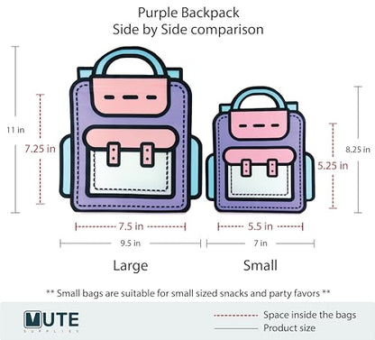 20 Pack Goodie Bags for Kids Birthday Party Supplies - Bulk Gift Bag for Favors, Food, and Candy with Resealable Ziplock Seal (Purple/Large) - color: Purple/Large