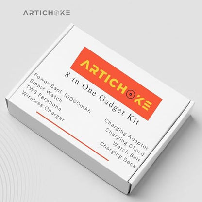 Artichoke 6 in 1 Accessories Gift Set Power Bank 5000 Smart Watch TWS Earphones Accessories Birthday Gifts Boyfriend Tech Gadgets Regalos para Hombre Travel Men Women Him Her