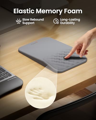 ProtoArc Ergonomic Mouse Pad with Wrist Rest, MP50 Mousepad with Massage Design, Soft Memory Foam and Non-Slip PU Base for Pain Relief, Desk, Home, Office, 12x8 Inches, Gray (Mouse Not Included) - color: Gray Lycra