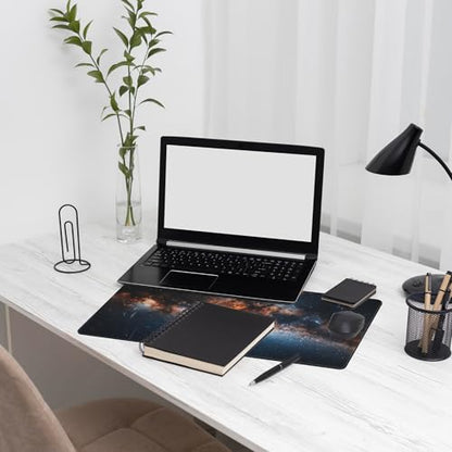 Galaxy Starry Sky Desk Mat Large Mouse Pad Gaming Mousepad 31.5 x 15.8 in | Desk Pad for Keyboard and Mouse, Large Non-Slip Rubber Base Mousepad Desk Mat with Stitched Edges for Gaming Office - color: Galaxy