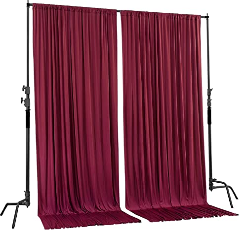 AK TRADING CO. 10 feet x 8 feet IFR Polyester Backdrop Drapes Curtains Panels with Rod Pockets - Wedding Ceremony Party Home Window Decorations - Burgundy - color: Burgundy