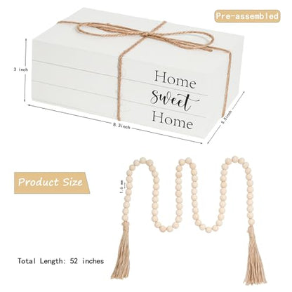 Decorative Books for Home Decor, Wooden Faux Book for Decoration, Farmhouse Stacked Display Books (Home Sweet Home) - style: Home Sweet Home