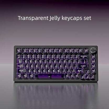 dagaladoo Dark Purple Clear Keycaps,Glossy Jelly Key caps tranlucent Set | Transparent keyboard keycaps ceramic style,MDA Profile,115 keys PC keycaps for Mechanical Keyboard with MX Switches - color: Dark Purple