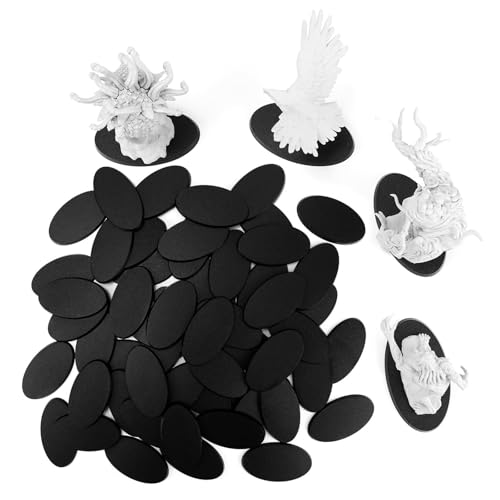 SIXPOINTS 32 Pieces Acrylic Miniature Bases,2.95x1.65 inch Model Bases 4mm/0.16inch Thick Circular Figure Display Stands Compatible with Gaming Miniatures or Wargames Role Playing Board Game Figure Toy - color: 32PCS-75X42mm-black elliptic