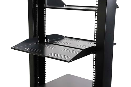 Aeons 1U 19-inch Universal Server Shelf Rack Mount Vented Cantilever Center Mount Shelf 15" Deep, Fixed Server Rack Cabinet Shelf Black 2-Pack - style: 1U-15" Vented