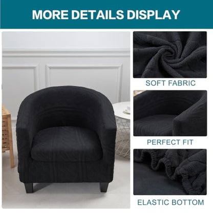 KRFOONN Club Chair Slipcover 2 Piece Stretch Jacquard Round Barrel Chair Covers Removable Tub Chair Slipcover with Elastic Bottom Chair Coverings Furniture Protector Cover for Living Room, T8 - color: Color T8
