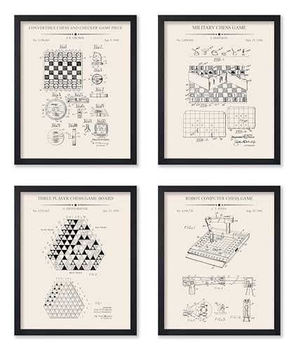 Poster Master 4-Piece Chess And Checkers Game Blueprint Poster - Convertible Chess And Checkers Game Patent Print - Technical Drawing Art - Great Office or Kid's Room Decor - 11x14 UNFRAMED Wall Art - color: Patent Kids 06, size: 11"L x 14"W