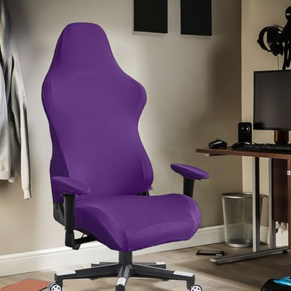 Stretch Gaming Chair Cover, Soft and Comfortable, Dust Protection, Modern Design, for Office Computer Racing Seat(Purple) - color: Purple