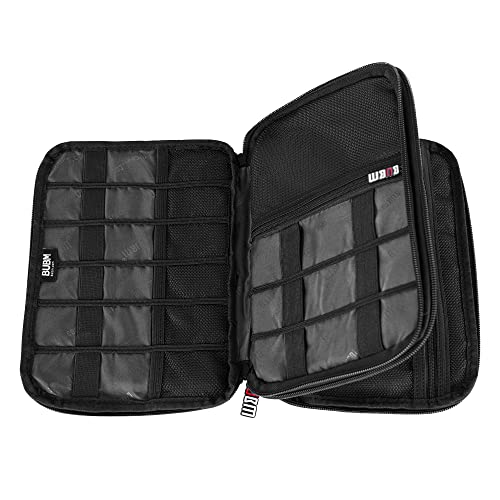 BUBM Double Layer Electronic Accessories Organizer, Travel Gadget Bag for Cables, USB Flash Drive, Plug and More, Perfect Size Fits for iPad Mini (Medium, Black) | Travel Gadget Bag for Cables, USB Flash Drive, Plug and More, Perfect Size Fits for iPad Mi