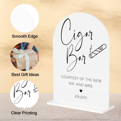 Cigar Bar Sign Wedding Engagement Party Table Desk Acrylic Decor - color: Cigar Bar
