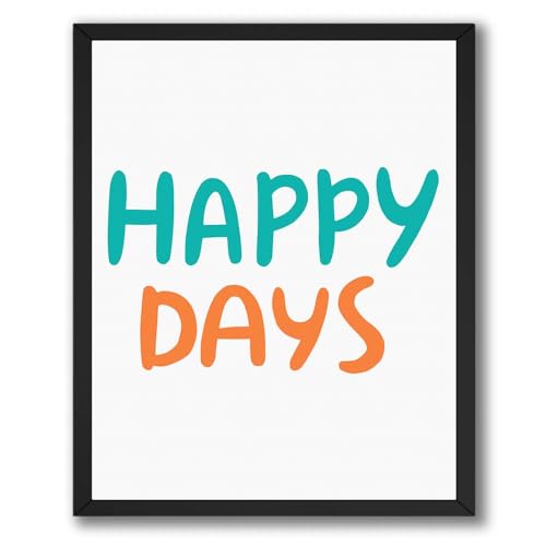 InkFlow Posters Happy Days Poster - Colorful Typography Wall Art - Modern Graphic Print, Trendy Home Décor for Living Room, Bedroom, Playroom - Fun Happy Mood - 8x10 Unframed Canvas Print - color: Style-02, size: 8"L x 10"W