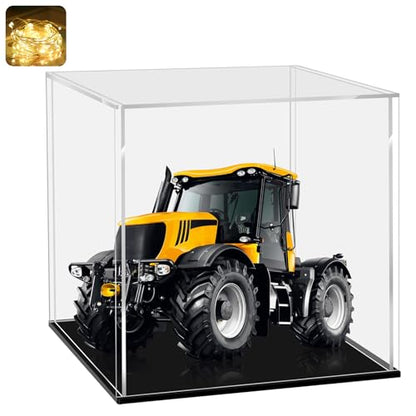LANSCOERY Acrylic Display Case, 9 x 9 x 9 in Clear Display Box with 2mm Panels, Black Base for Building Block Models and Figurines - color: Black, size: 9x9x9inch; 23x23x23cm