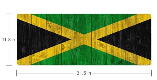Gaming Mouse Pad, Large Mouse Pads for Desk, Non-Slip Rubber Base Mousepad, Keyboard Mouse Mat, Desk Pad with Stitched Edges, 31.5x11.8inch, Jamaican Flag - color: Jamaican Flag