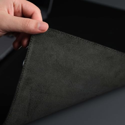 Jersey Genuine Calfskin Leather Desk Pad, Office Desk Mat with Non-Slip Bottom, Smooth Surface for Mouse & Keyboard, Desk Protector (36x19 inches) (Black) - color: Black
