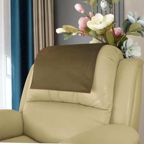 Non Slip Soft Velvet Recliner Chair Covers,Recliner headrest Protector,Headrest Cover for Furniture Slipcovers, Sofa Headrest Cover,Theater Seat, Home & Office Chair 17x27, Brown - color: Velvet Brown