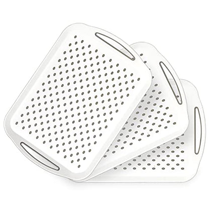17.7" x 12.5" Anti-Slip Serving Trays with Handles, 3 Pcs X-Large Rectangular Food Serving Tray for Lap, Food Trays for Eating on Couch, Breakfast Tray, Reusable and Durable, White - color: White