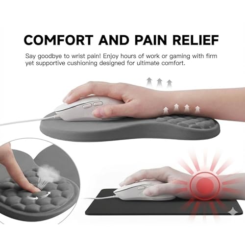 Ergonomic Mouse Pad with Wrist Support, Memory Foam Wrist Rest for Carpal Tunnel & Wrist Pain Relief, Non-Slip Rubber Base, Comfortable Gaming Mousepad for Computer, Laptop, Office & Home - color: Grey