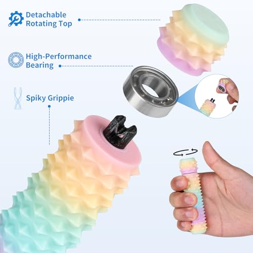 Little Ouchies Pain Stim Fidget Toy, 3D Printed Pocket Spiky Keychain with Clicker Button Spinner Sensory Toys for Anxiety Focus & Stress Reduction Novelty Gifts(C4) - color: C4