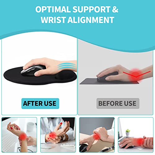 eulps Mouse Pad with Wrist Rest, Comfortable Computer Mousepad with Gel Wrist Support Smooth Surface and Non-Slip PU Base for Pain Relief, Laptop, Office & Home (Blue Marble) - color: Blue Marble