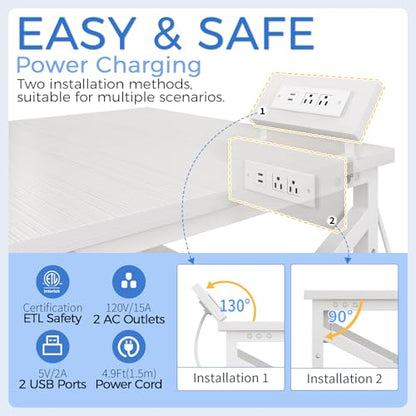 METYERRY Large Printer Stand with Power Outlet, with Height Adjustable Storage Shelf, 3 Tier Rolling Printer Cart with Industrial Wheels, 23.6 x 23.6 Inches Printer Table for Home Office, White - color: White