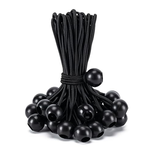30 Pack Ball Bungee Cord, 15 Inch Heavy Duty Bungie Cord Balls Canopy Tarp Tie Down Bungee Balls for Camping, Tents, Cargo,Holding Wire and Hoses, Patio Umbrellas, Awning (Black) - color: Black, size: 15 Inch