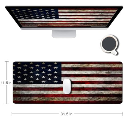 Large Gaming Mouse pad,American Flag Anti Slip Rubber Base Mouse pad, Suitable for Computer, Laptop, Office Desk Accessories - color: American flag